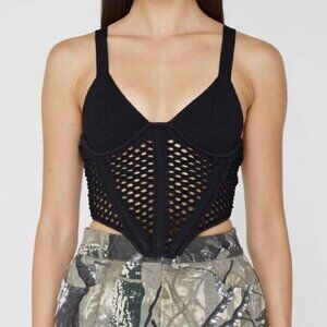 MANIERE DE VOIR BLACK CROCHET CORSET TOP - US 6